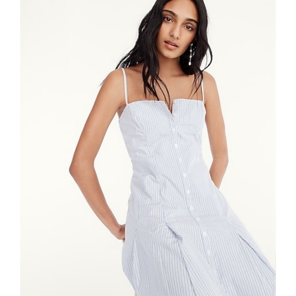 11. J.Crew Button-down cotton poplin dress in stripe - Picture 1 of 11